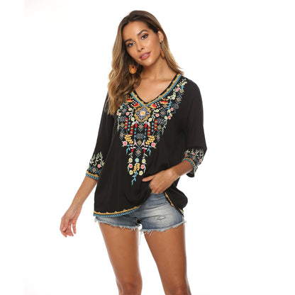 Women's Embroidered Loose-Fit Shirt