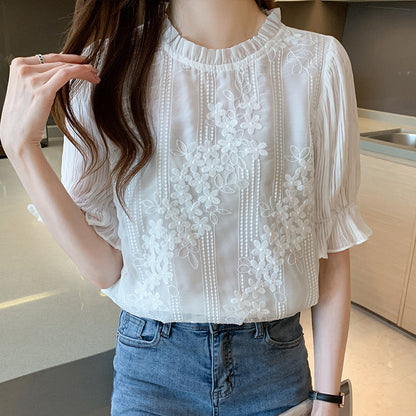 Women's Flare Short Sleeve Chiffon Shirt