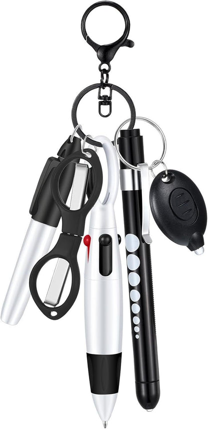 Hot Sale Nurse Pen Set Flashlight Foldable Scissors Ballpoint Pen Keychain 6-piece Nurse's Day