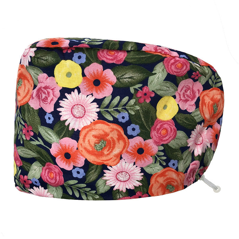 Printed Operating Room Hat Nurse Bead Caps Female Doctor's Cap Stomatology Department Plus Clinch Cap ICU Nurse Hat