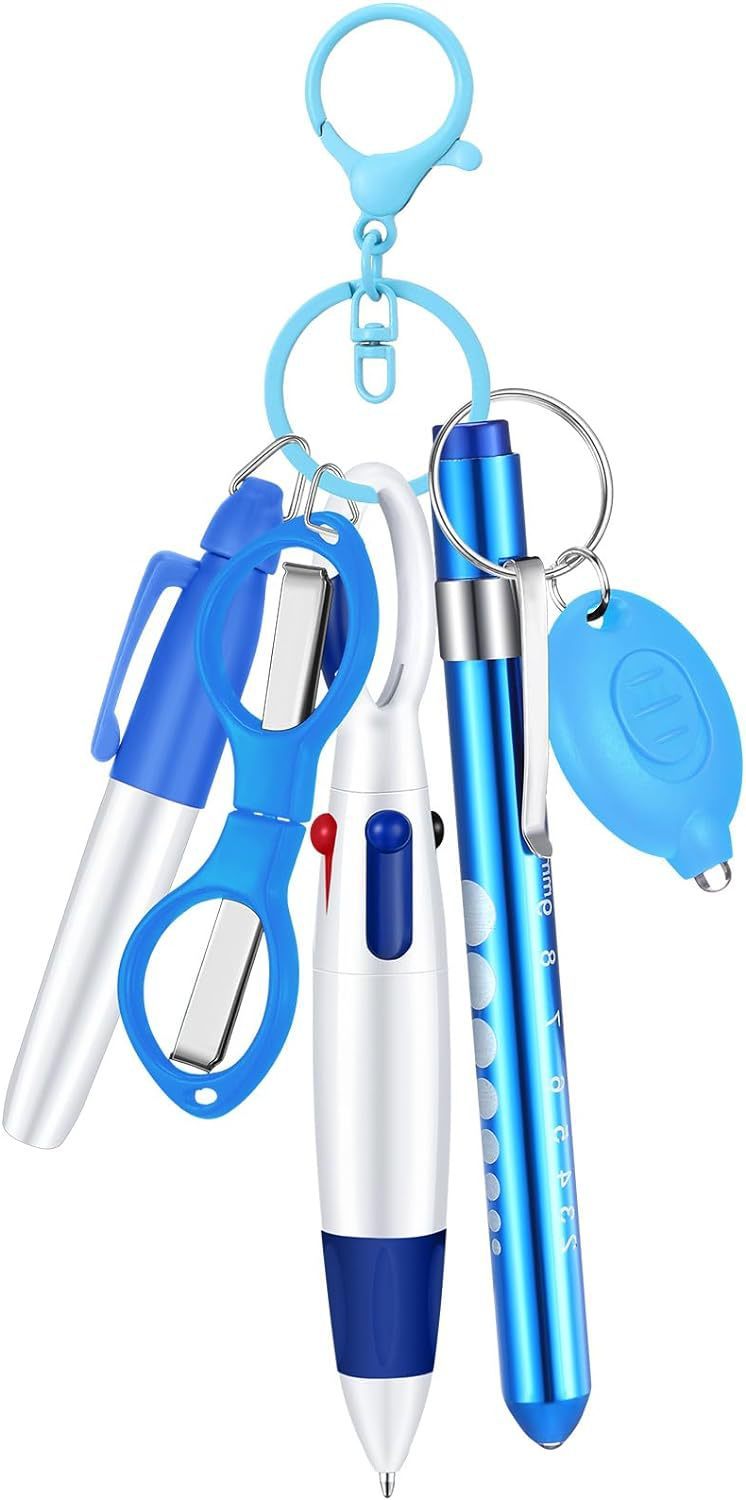 Hot Sale Nurse Pen Set Flashlight Foldable Scissors Ballpoint Pen Keychain 6-piece Nurse's Day