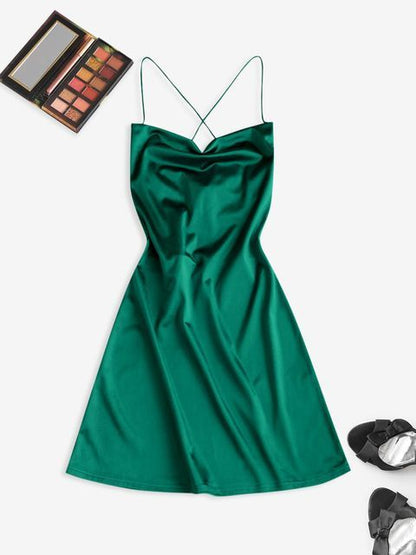 Fashion Ladies Solid Color Dress