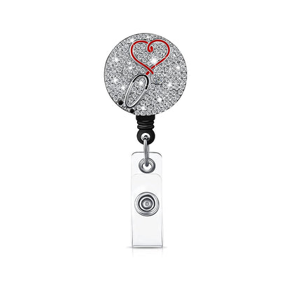Rhinestone Love Easy-Pull Badge Holder