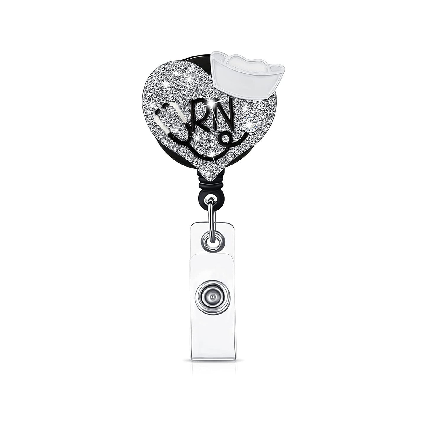 Rhinestone Love Easy-Pull Badge Holder