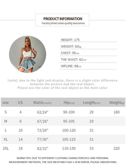 High Waist Loose-fitting Tassel Denim Shorts