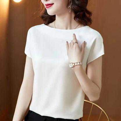 Women's Satin Short-Sleeved T-Shirt Top