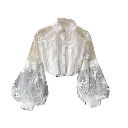 Puff Sleeve Style Slim Slimming Shirt Women