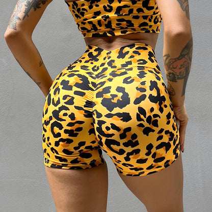 Leopard Print Fitness Sports Yoga Shorts